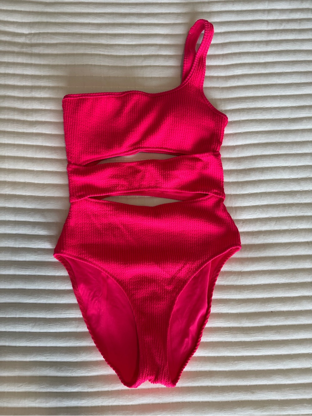 aerie One-Shoulder Cutout One-Piece Swimsuit in Hot Pink